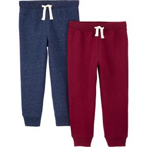 Simple Joys by Carter's Boys' 2-Pack Pull on Fleece Pants (5T, Burgundy Heather/Navy Heather)