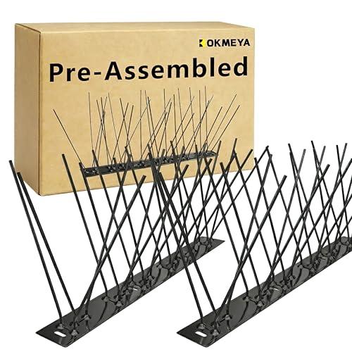 KOKMEYA Bird Spikes,Black Install,304 Stainless Steel Bird Deterrents Spikes for Outside to Keep Birds Away Bird Scare Devices Outdoor,9.84FT 12Pcs