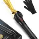 DAN Technology 5/8 Inch Curling Iron Wand, Tourmaline Ceramic Hair Curler with LCD Display (180F430F), Fast Heating, Dual Voltage, Auto Shut-Off, Black & Gold