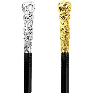 Lucleag 2PCS Gold Walking Cane & Silver Walking Cane, Halloween Party Theme Party Supplies, Halloween King Cosplay Prop Costume Accessories, Halloween Prop Stick Pimp Canes for Adults Kids