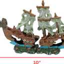 UNEAK - Shipwreck Aquarium Decorations Pirate Ship Ornament w/Sail (2 Pieces) 5 Gallons and Larger Fish Tank, Sunken Ship Decoration Ornaments, Decorative Resin Boat for Freshwater Saltwater Decor, 10" x 7.1"