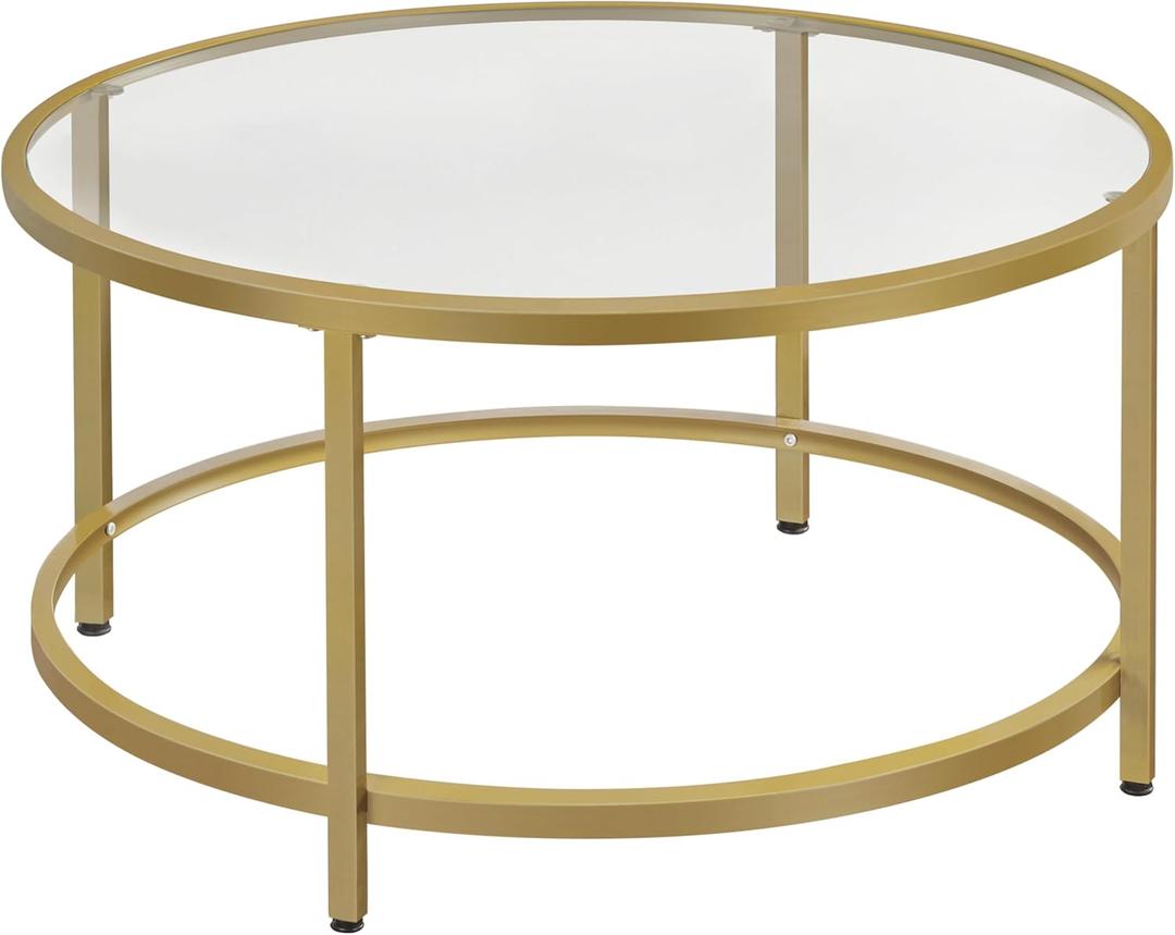 Yaheetech Gold Glass Coffee Table for Living Room, 36" Round Glass Coffee Table with Metal Frame, Circle Coffee Table for Home, Office, Apartment Yaheetech Gold Glass Coffee Table for Living Room, 36" Round Glass Coffee Table with Metal Frame, Circle Coffee Table for Home, Office, Apartment