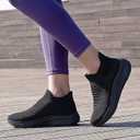 SHULOOK Womens Slip on Walking Shoes Comfort Lightweight Breathable Sock Shoe Non-Slip Mesh Casual Fashion Tennis Running Sneakers (Black)
