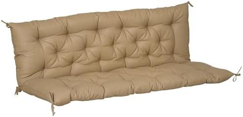 59" x 38" Tufted Bench Cushion for Outdoor Furniture, 3-Seater Replacement for Swing Chair, Patio Sofa/Couch, Overstuffed, Includes Backrest, Khaki