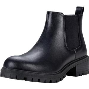 Vepose Women's 9625 Chelsea Ankle Boots, Chunky Low Heel Pull-on Booties with Elastic and Lug Sole, 8