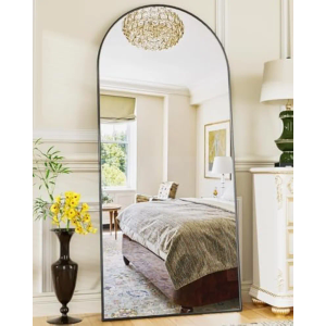 Antok Full Length Mirror, 58"x19" Arched Floor Mirror, Glassless Mirror Full Length with Stand, Floor Mirrors Freestanding, Wall Mounted Mirrors for Living Room, Black