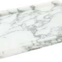 Real Luxurious Natural Marble Vanity Tray Genuine Marble Storage Tray for Home Decor Stone Tray for Bathroom/Kitchen/Vanity/Dresser Non-Resin/(arabescato) (12" x 8" x 0.7")