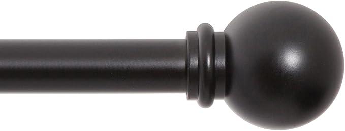 Kenney Chelsea Ball End Window Curtain Rod - Adjustable 28 to 48 Inches, Extendable Set, Black, Pack of 1