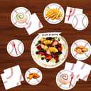 98 PCS Baseball Party Decorations, 96 PCS Baseball Plates and Napkins + 2PCS Party Banners, Disposable Tableware for 24 People