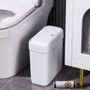 JOYBOS Bathroom Trash Can with Lid, 3 Gallon Small Garbage Can, 10L Dogproof Slim Plastic Narrow Trash Bin with Pop-up Lid for Toilet, Office, Bedroom, Living Room, White (1 Pack (2.7 Gallon))