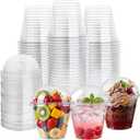 Lullaby 200Pack 9oz Clear Plastic Cups with Dome Lids, Dessert Cups with Lids, Disposable Parfait Cups, Party Cups Cupcake for Parties and Daily Use