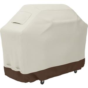 Amazon Basics Gas Grill Barbecue Cover, Weather Resistant, Anti-UV Protection with Secure Straps, Waterproof, 60 inch, Medium for Outdoor Grills, Beige