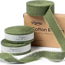 Hunter Green Ribbon 5/8" x 21 Yards with Frayed Fringe Fabric Cotton Ribbons for Gift Wrapping Wedding Invitations Flower Bouquet Baby Shower