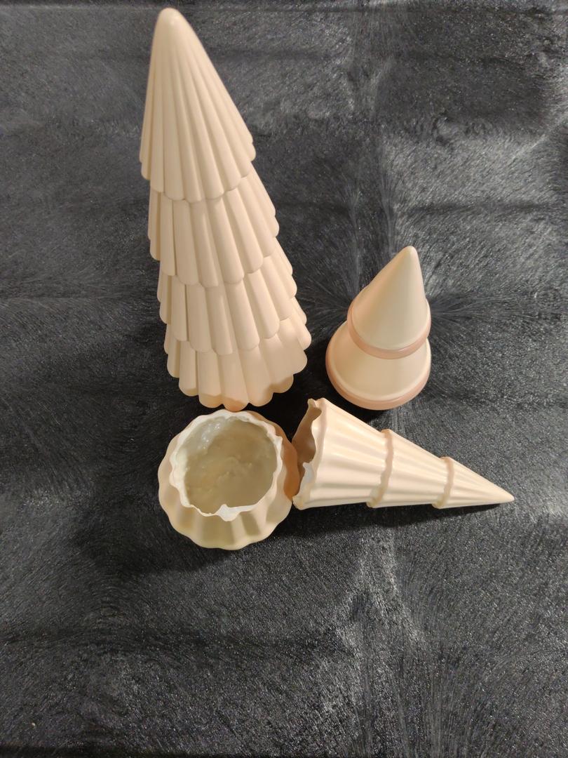 Ceramic Christmas Tree White Table Top Christmas Decorations Indoor Vintage Porcelain Lighted Tree for Holiday Decor (Set of 3, Beige)