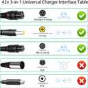 3 in 1 Replacement Charger for 2A 42v/36v 3 Claw (8mm/12mm) Female Port (5.5mm*2.5mm Universal 2.1mm) for, Jetson, Swagtron, Gotrax,Swagway,Razor