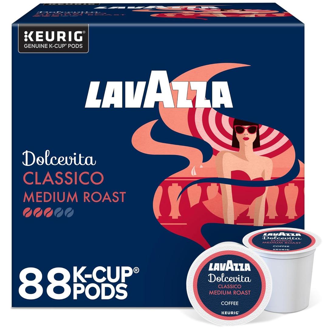 Lavazza Dolcevita Classico, Single-Serve Keurig K-Cup Pods, Medium Roast Coffee, 88-Count Box (4 Packs of 22) (EXP 06/29/27)