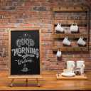 MyGift 18-Inch Burnt Wood Erasble Chalkboard Sign with A-Frame Easel Stand, Tabletop Menu Board, Wedding and Events Chalboard Signage