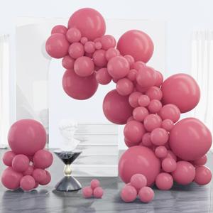 PartyWoo Mauve Balloons 100pcs Different Sizes of 18 12 10 5 Inch Dusty Pink Rose Blush Boho Netural Balloon Arch Kit Garland for Baby Shower Wedding Engagement Birthday Party Decorations Pink-F02