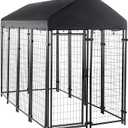 Amazon Basics - Welded Rectangular Outdoor Secure Wire Crate Kennel for Cat, Dog Large, Black, 102 x 48 x 72 inches