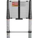 Telescopic Ladder 3.8m Soft-close, Aluminium Ladders Extendable with Hooks, Easy Pickup and Placement for Home Maintenance, Access to Lofts, Building, etc.