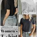 Huukeay 3 Pack Women's Cotton T Shirts Casual Short Sleeve Tunic Tops Crewneck Summer Loose Fit Plain Basic Tee (L)