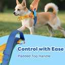 Yellow Step in Dog Harness Medium Sized Dog, Freedom No-Pull Escape Proof Front Clip Dog Harness  Adjustable Reflective Padded Vest with Vertical Handle for Traffic Control, Yellow/Blue, L