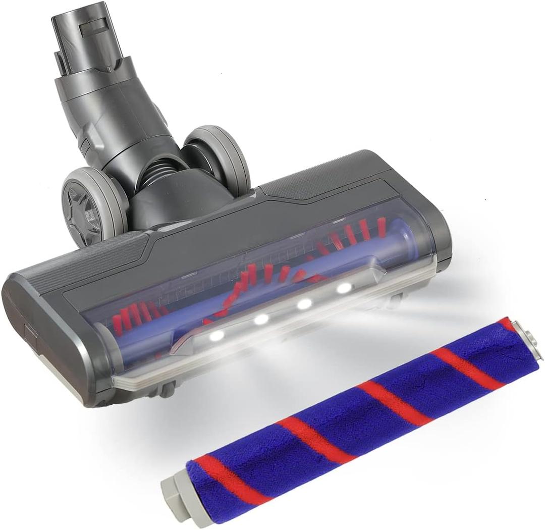 Upgraded Hardwood Floor Vacuum Attachments with Headlights for Dyson V6 DC59 DC61 DC74 , Replacement Parts Motorhead,Soft Roller &PP Bristle Motorized Brush Accessories for Tile,Carpet,Rug Cleaning.