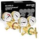 RX WELD Oxygen Acetylene Regulator Set, CGA-540 Oxygen/CGA-200 Acetylene (For Small MC Tanks), Outlet 9/16"-18 B-Size