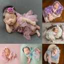 Newborn Photography Props Baby Girls Outfits,Baby Photo Props Soft Lace Headdress Bodysuits Set
