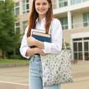 Sunwel Fashion Women Top Zipper Forest Picnic & Bunny in Bloom Cute Prints Cotton Tote Bag for Work Travel Gym Shopping Beach