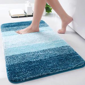 Arotive Microfiber Bathroom Rugs, Shaggy Soft and Absorbent Bath Rug, Non-Slip, Thick Plush Machine Washable Dry Bath Mats for Bathroom, Tub and Shower, 30x17, Peacock Blue, Rectangular