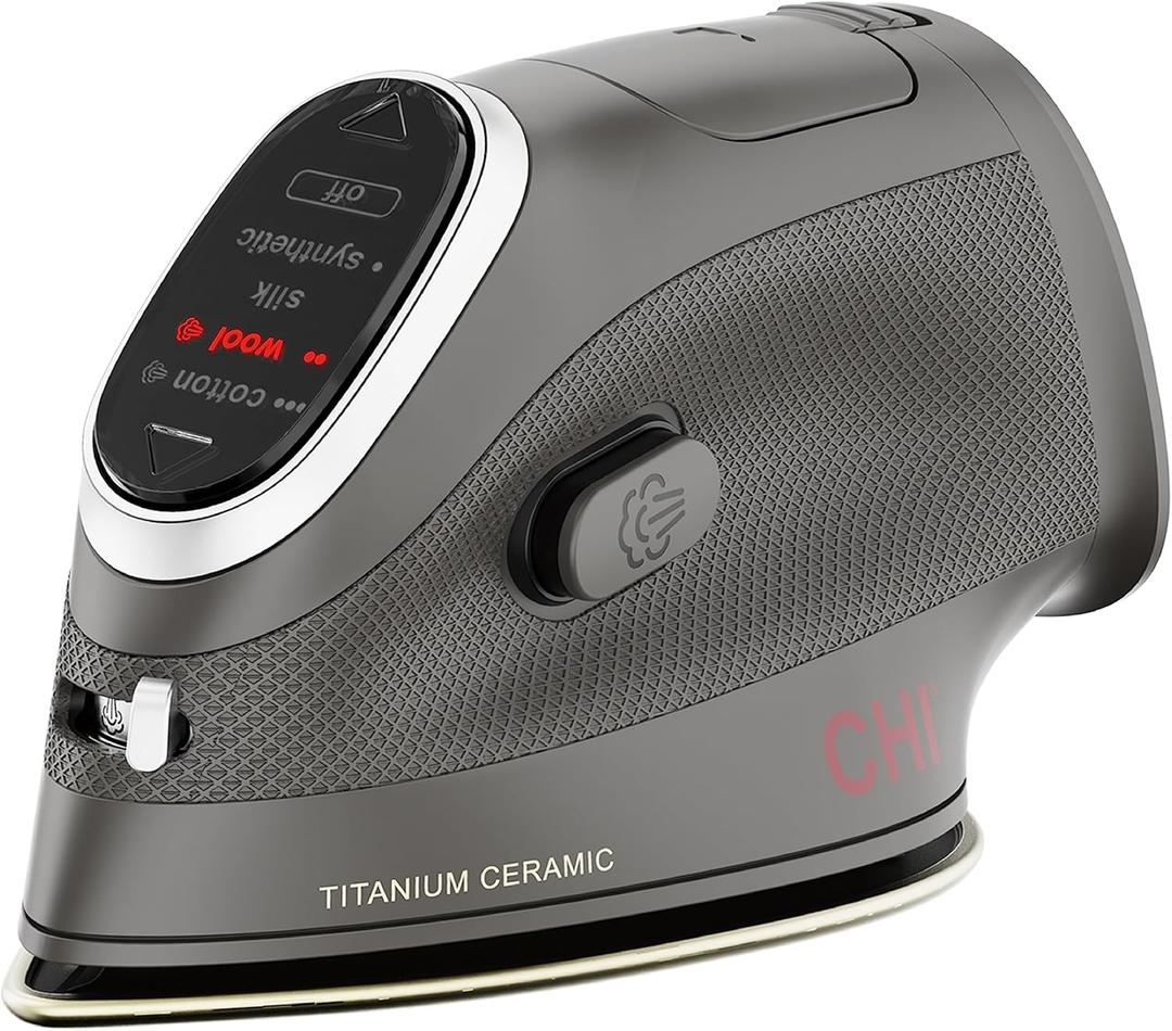 CHI Mini Steam Iron for Clothes, Sewing, Crafting and Travel with Titanium Infused Ceramic Soleplate, 1000 Watts, XL 10 Cord, 3-Way Auto Shutoff, Portable, Vacation Essentials, Black (13120)