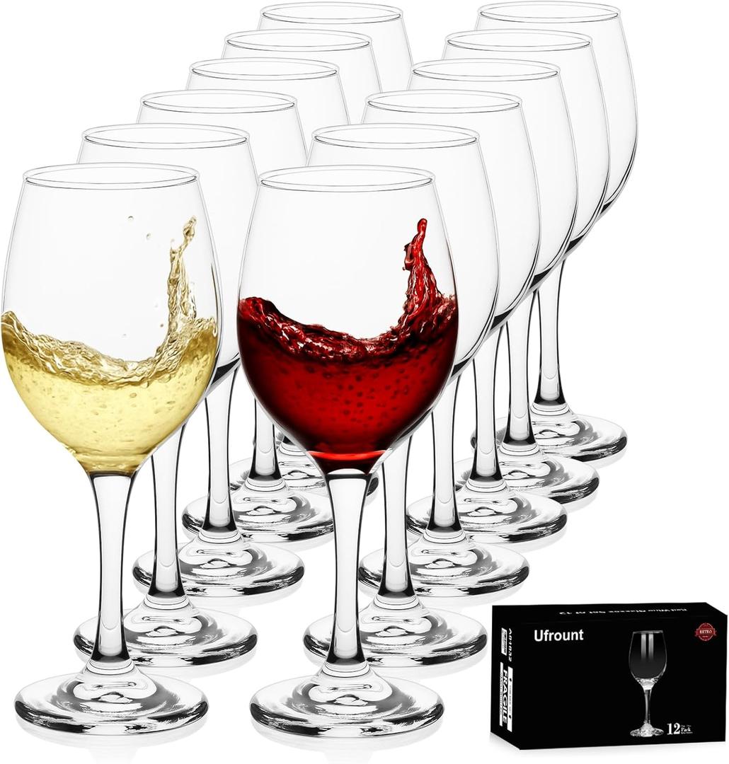 Wine Glasses Set of 12, 11 oz Clear Wine Glass Set, Red/White Wine Glasses with Pretty Gift Box for Birthday,Christmas,Party,Restaurant,Home Bar and Decorations