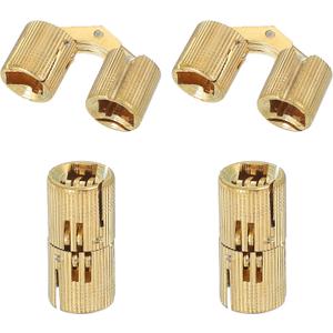 MECCANIXITY Brass Hidden Cylinder Hinges 16 mm Invisible Concealed Cylindrical Hinge 180 Degree Folding Support Small Hinge for DIY Crafts Jewelry Boxes Wooden Box Pack of 4