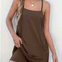 ANRABESS Women Summer Dress 2026 Beach Vacation Outfits Tennis Athletic Workout Romper Dress Built in Shorts Travel Clothes (Brown, L)