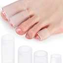 24PCS Silicone Toe Sleeves Protectors Gel Corn Pads Toe Tube Cushions with 4 Size, Soft Toes Covers for Women Men Pain Relief, Calluses, Blisters, Bunion, Hammertoes (24Pc, Silicone)