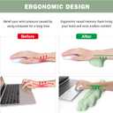 Keyboard Wrist Rest Pad Set, Leaf Shape PU Leather Memory Foam Wrist Cushion Support,Mouse Wrist Rest Pad,Non-Slip Wrist Support for Easy Typing Pain Relief, Green Leaf