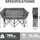 HOMECALL Oversized Double Camping Chair for Adults - Heavy Duty Folding Loveseat Support 700 lbs, Extra Wide 2 Person Camping Couch with Thick Padding, Cup Holders & Storage Bag, Grey, X-Large