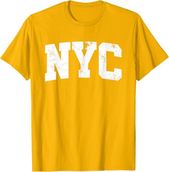 NYC New York City USA State T-Shirt Yellow Medium