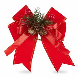 12-pack Red Velvet Christmas Tree Tree Top Decoration Pendant Bow