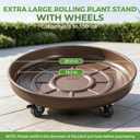 20 inch Plant Saucer Rolling Metal Extra Large Plant Caddy, 550 Lb Capacity