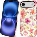 Compatible with iPhone 17 Air Case,Dual-Layer Protection Hard Shell with Silicone Interior,Slim Scratch Resistant Shockproof for Woman Men Pink Sea Creatures Flowers