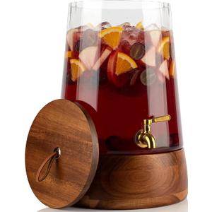 FOODLE Extra Large Glass Drink Dispenser with Spigot - Glass Beverage Dispenser with Stand - Perfect for Parties & Catering - Pitcher for Lemonade, Water, Sangria & Juice - Leakproof Spout - 3 Gallon
