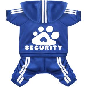 Dog Security Clothes - 4 Legs Jumpsuit Sweatshirt Hoodie - Soft & Warm Winter Outfit Pullover Sweater for  Dogs Cats (Blue, Large)