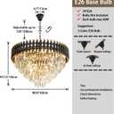 24 inch Black Gold Crystal Chandelier 5-Tier Modern Luxury Pendant Light Fixture for High Ceiling 10-Light Large K9 Crystal Lighting for Foyer Living Room Dining Room