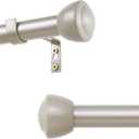 1 Inch Nickel Curtain Rods for Windows 72-144 Inches - Heavy Duty Drapery Rods with Adjustable Rods and Ball Finials - Ideal Room Divider and Outdoor Rod,32"-144"