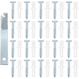 T Type Screw Hardware Accessories Photo Frame Locking Hardware for Locking Artworks 1 T-Type Screw Wrench 20 Expansion Tubes 20 T-Type Screws (Silver)