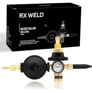 RX WELD Helium Tank Regulator Latex Balloon Filler Valve, CGA-580 Tank, Dual Latex And Foil Ballon Inflator (With Auto Foil Balloon Shut Off Valve)