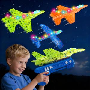 3 Pack Airplane Launcher Toys, 13.2 inch LED foam 2025 F-15 Eagle fighter jet  Glider Catapult Plane for Boys, Flying Toys Christmas Birthday gifts for Boys Girls 4 5 6 7 8 9 10 11 12 Year Old (Large)