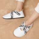 Scurtain Slippers for Women Comfy House Bedroom Corduroy Cross Bow Slide Slipper Shoes Ladies Adjustable Indoor Outdoor Slippers (8-9)